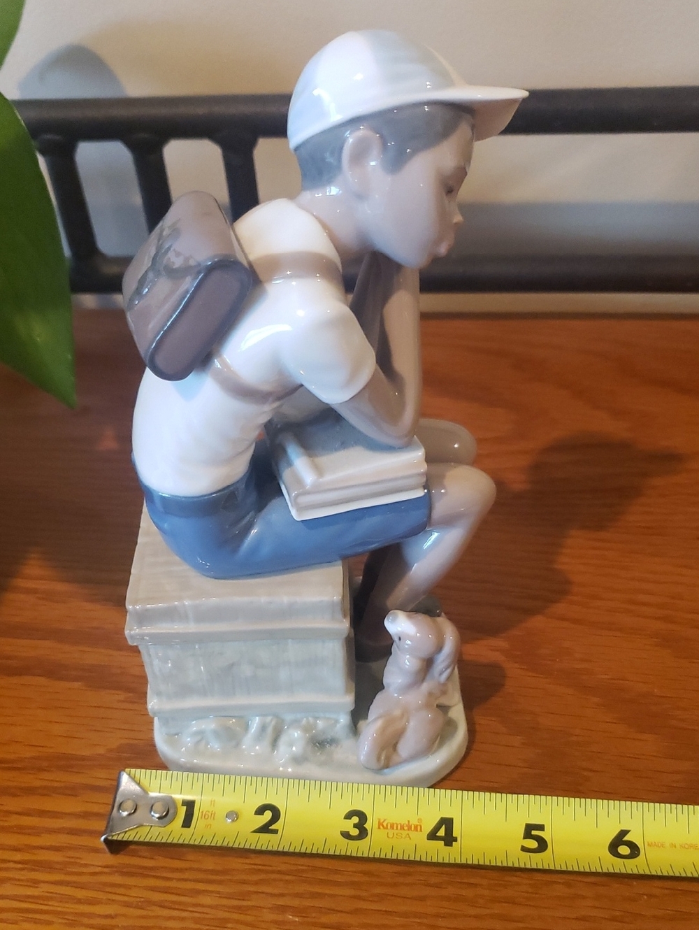 Lladro-Vtg/Retired-" Exam Day" #5250- Porcelain Boy with Books and Dog Sculpture - Picture 7 of 8